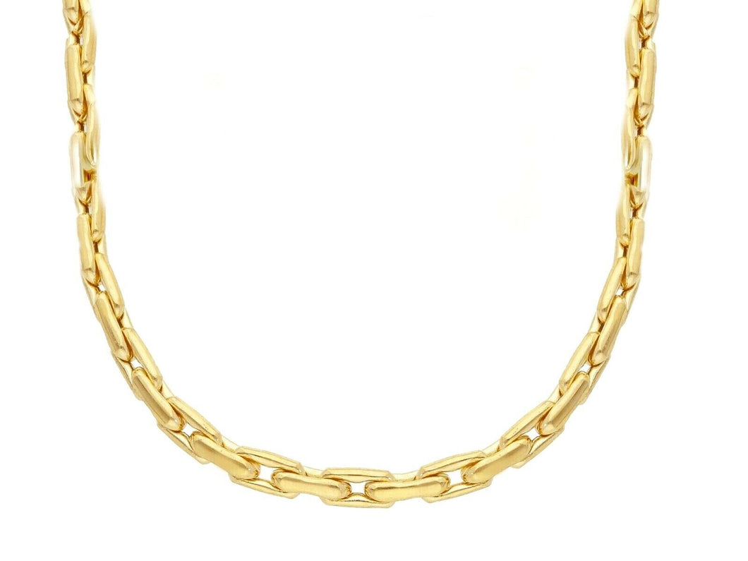18K YELLOW GOLD CHAIN 4mm SQUARE ROUNDED CABLE RECTANGULAR LINK 50cm 20