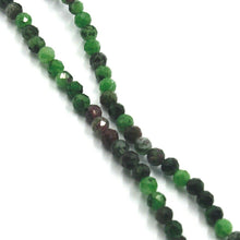 Load image into Gallery viewer, 18k yellow gold necklace 24&quot;, faceted green zoisite and red ruby diameter 3.5mm.
