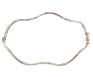 18K WHITE GOLD BRACELET ONDULATE BANGLE, 2mm ROUND TUBE, SMOOTH, SAFETY CLOSURE.