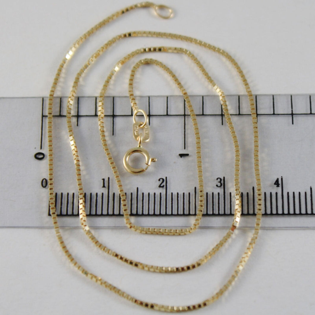 18K YELLOW GOLD CHAIN NECKLACE VENETIAN 0.9 mm LINK, 15.75 INCHES MADE IN ITALY.