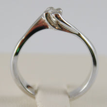 Load image into Gallery viewer, 18k white gold solitaire wedding band wave spiral ring diamond .08 made in Italy.
