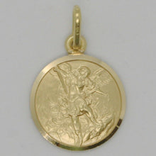 Load image into Gallery viewer, solid 18k yellow gold Saint Michael Archangel 15 mm very detailed medal, pendant.
