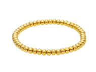 18k yellow gold elastic bracelet, tubes discs ovals diameter 5mm 0.2