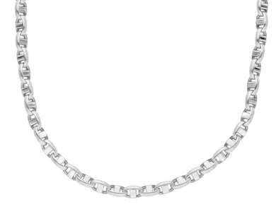 18K WHITE GOLD CHAIN SAILOR'S NAUTICAL NAVY MARINER OVAL 3.5mm LINK, 24