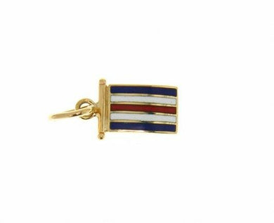 18k yellow gold nautical glazed flag letter c pendant charm medal enamel Italy.