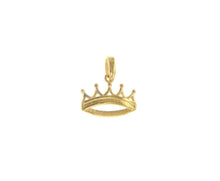 Load image into Gallery viewer, SOLID 18K YELLOW GOLD SMALL 12mm 0.47&quot; CROWN PENDANT CHARM MADE IN ITALY
