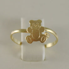 Load image into Gallery viewer, solid 18k yellow gold ring with satin bear for girl, made in Italy.

