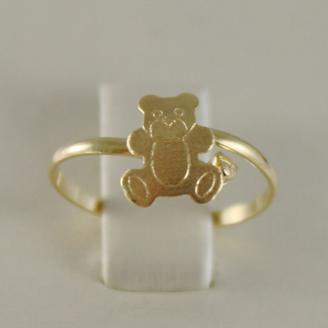 solid 18k yellow gold ring with satin bear for girl, made in Italy.