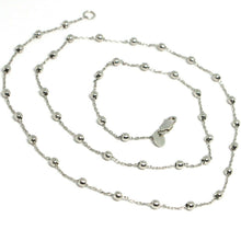 Load image into Gallery viewer, 18k white gold mini balls chain 2 mm, 18 inches sphere alternate oval rolo link
