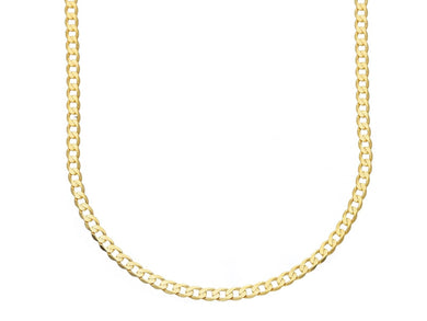 SOLID 9K YELLOW GOLD THIN 2.5mm CUBAN CURB GOURMETTE CHAIN NECKLACE LENGTH 17.7
