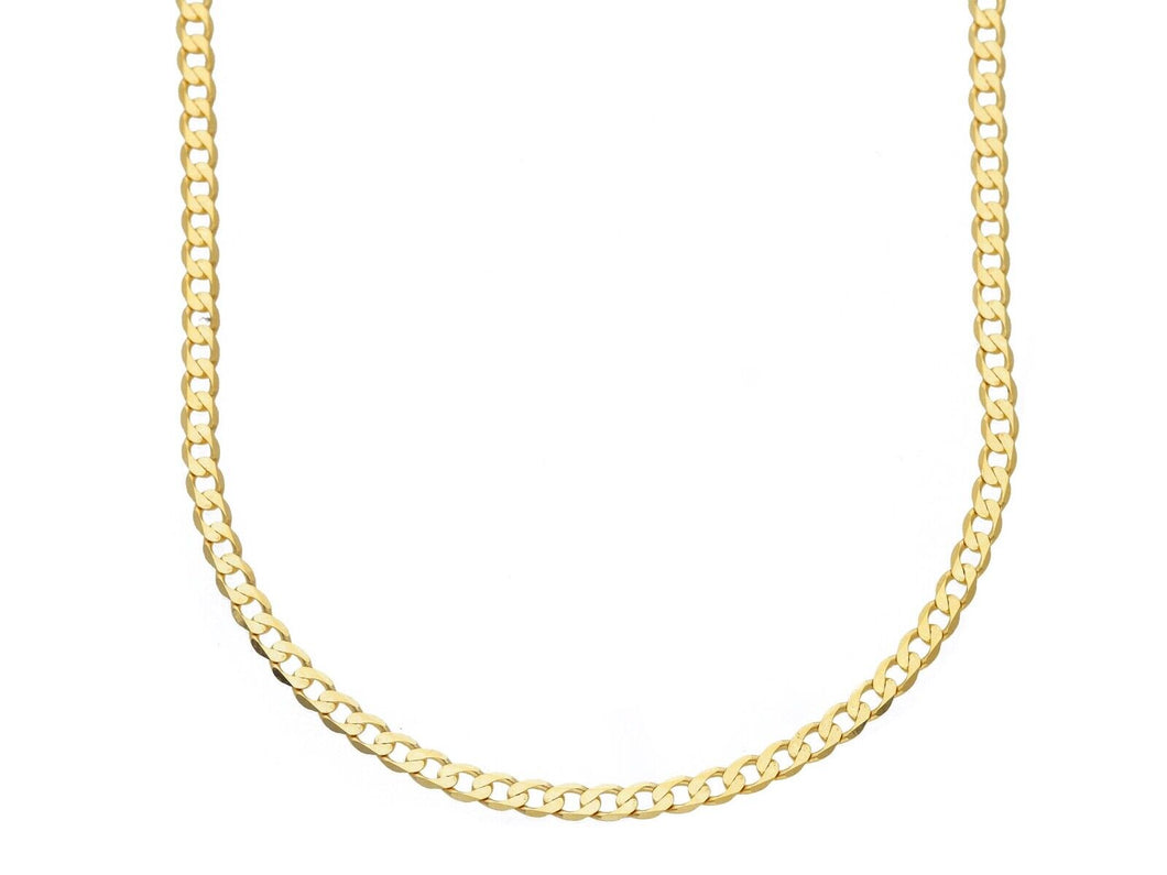 SOLID 9K YELLOW GOLD THIN 2.5mm CUBAN CURB GOURMETTE CHAIN NECKLACE LENGTH 17.7