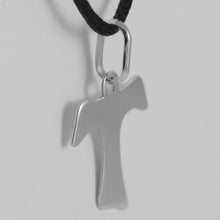 Load image into Gallery viewer, 18k white gold cross, Franciscan tau tao, Saint Francis, 1 inches made in Italy.

