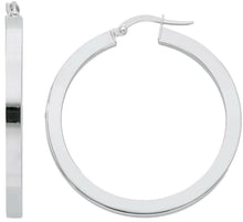 Load image into Gallery viewer, 18k white gold circle earrings diameter 30 mm with square tube made in Italy.
