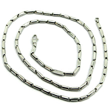 Load image into Gallery viewer, 18k white gold chain necklace rounded alternate tube links, length 50 cm, 20&quot;.
