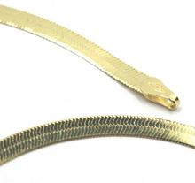 Load image into Gallery viewer, 18K YELLOW GOLD BRACELET FLAT 3.5mm BOX SNAKE FISHBONE, 7.3&quot;, 18.5cm HERRINGBONE.
