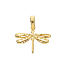 Load image into Gallery viewer, SOLID 18K YELLOW GOLD SMALL 13mm 0.5&quot; DRAGONFLY PENDANT, CHARM, MADE IN ITALY.

