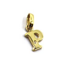 Load image into Gallery viewer, 18k yellow gold pendant charm small initial letter P, 10mm, 0.4&quot;, with diamond.
