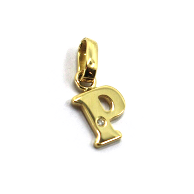 18k yellow gold pendant charm small initial letter P, 10mm, 0.4