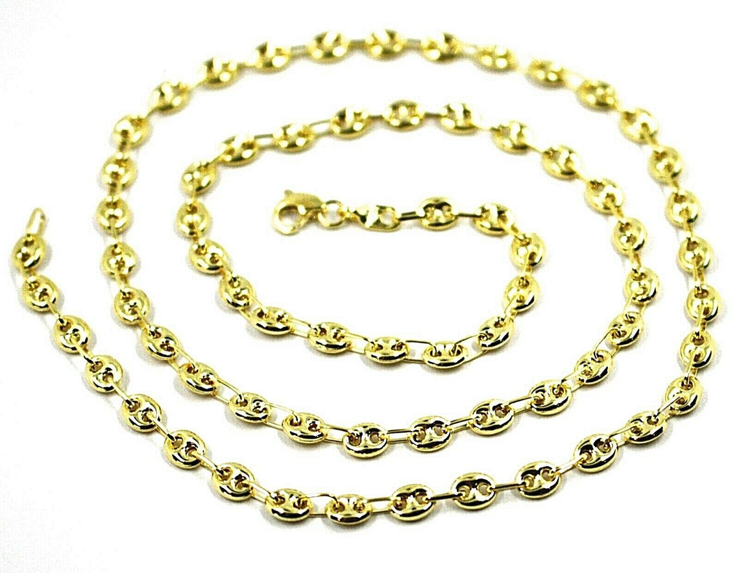 9K YELLOW GOLD NAUTICAL MARINER CHAIN OVALS 4 MM THICKNESS, 24 INCHES, 60 CM