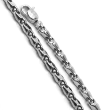 Load image into Gallery viewer, 18k white gold bracelet alternate drop ondulate tube two sides links, 21 cm 8.3&quot;
