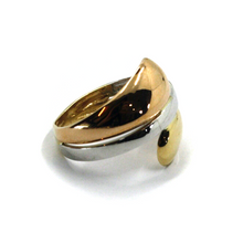 Load image into Gallery viewer, 18K YELLOW, ROSE AND WHITE GOLD ALTERNATE BIG DROPS 18mm TRICOLOR BAND RING.
