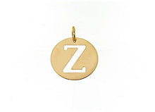 Load image into Gallery viewer, 18K YELLOW GOLD LUSTER ROUND MEDAL WITH LETTER Z MADE IN ITALY DIAMETER 0.5 IN
