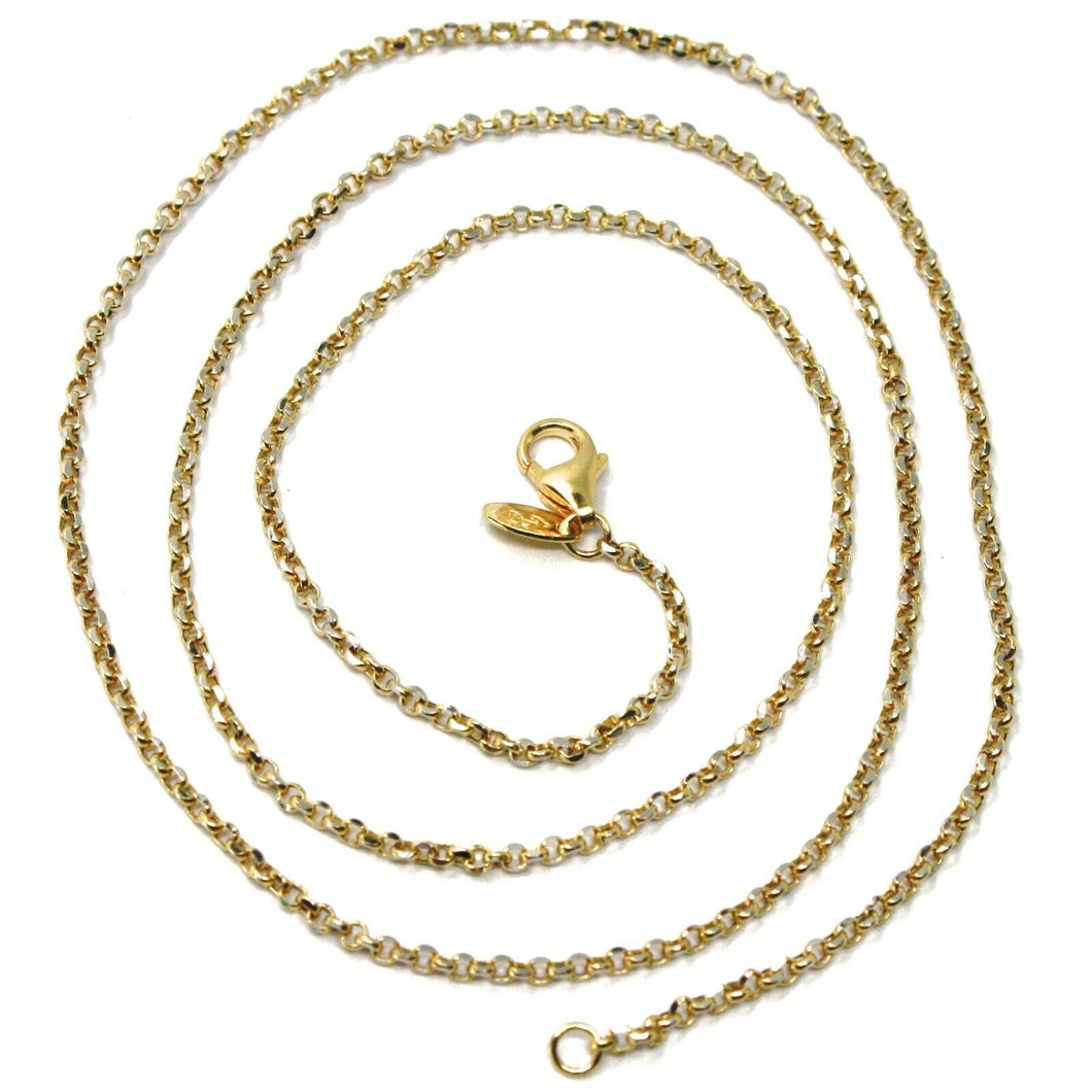 SOLID 18K TWO TONE GOLD, 1.5 MM SIDE DIAMOND CUT ROLO CABLE CHAIN, BRIGHT 18“.