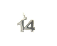 18k white gold number 14 fourteen small pendant charm, 0.4