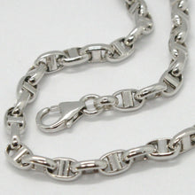Load image into Gallery viewer, 18k white gold 3.5 mm oval navy mariner sailor bracelet 7.50 in 19 cm Italy made
