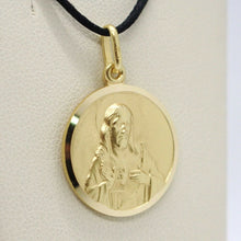 Load image into Gallery viewer, SOLID 18K YELLOW GOLD SACRED HEART OF JESUS 17 MM ROUND MEDAL, MADE IN ITALY
