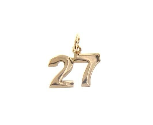 18k rose gold number 27 twenty seven small pendant charm, 0.4