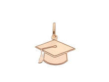 Load image into Gallery viewer, 18k rose gold small 12mm square academic cap graduation hat flat smooth pendant.
