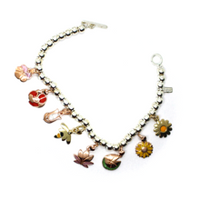 Load image into Gallery viewer, BRACELET &amp; VIOLET WATER LILY TULIP POPPY SUNFLOWER LOTUS DAISY 9K GOLD PENDANTS.
