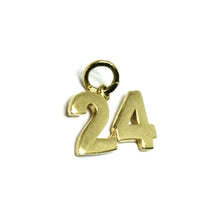 Load image into Gallery viewer, 18k yellow gold number 24 twenty four small pendant charm, 0.4&quot;, 10mm
