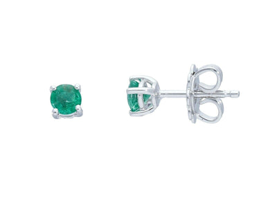 18k white gold earrings with round natural green emerald, 0.55 total carats.