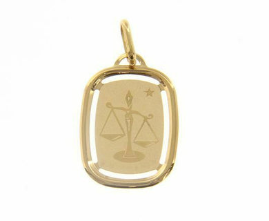 solid 18k yellow gold libra zodiac sign medal pendant, zodiacal, made in Italy.