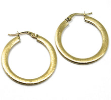 Load image into Gallery viewer, 18K YELLOW GOLD CIRCLE HOOPS 3x1mm, EARRINGS 26mm, DOUBLE FACE SMOOTH &amp; SATIN.
