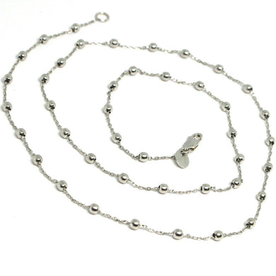 18k white gold balls chain 2 mm, 31.5 inches long, sphere alternate oval rolo.