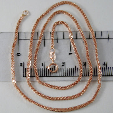 18k rose pink gold chain necklace mini ear link 1.1 mm, 15.75 in. made in Italy.