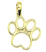 Load image into Gallery viewer, SOLID 18K YELLOW GOLD SMALL 15mm 0.6&quot; CAT DOG PAWPRINT PAW PENDANT, ITALY MADE.
