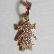 18k rose gold girl pendant, baby, length 0.83 inches, zirconia.