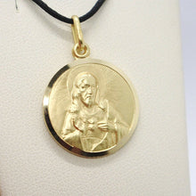 Load image into Gallery viewer, solid 18k yellow gold Sacred Heart of Jesus 13mm round medal, pendant
