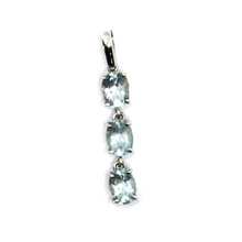 Load image into Gallery viewer, solid 18k white gold triple oval natural aquamarine carats 2.10, 29mm pendant.
