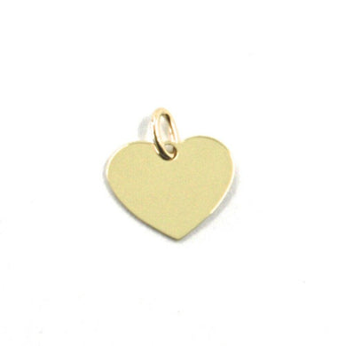 SOLID 18K YELLOW GOLD PENDANT MINI HEART, FLAT, LENGTH 8mm, 0.3 INCHES, CHARM.