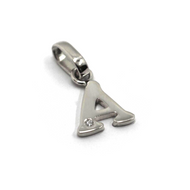 18k white gold pendant charm small initial letter A, 10mm, 0.4