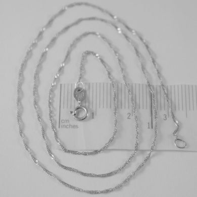 18k white gold mini singapore braid rope chain 18 inches, 1 mm, made in Italy.