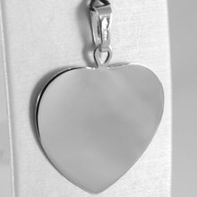 Load image into Gallery viewer, 18k white gold big heart photo &amp; text engraved personalized pendant 30 mm medal
