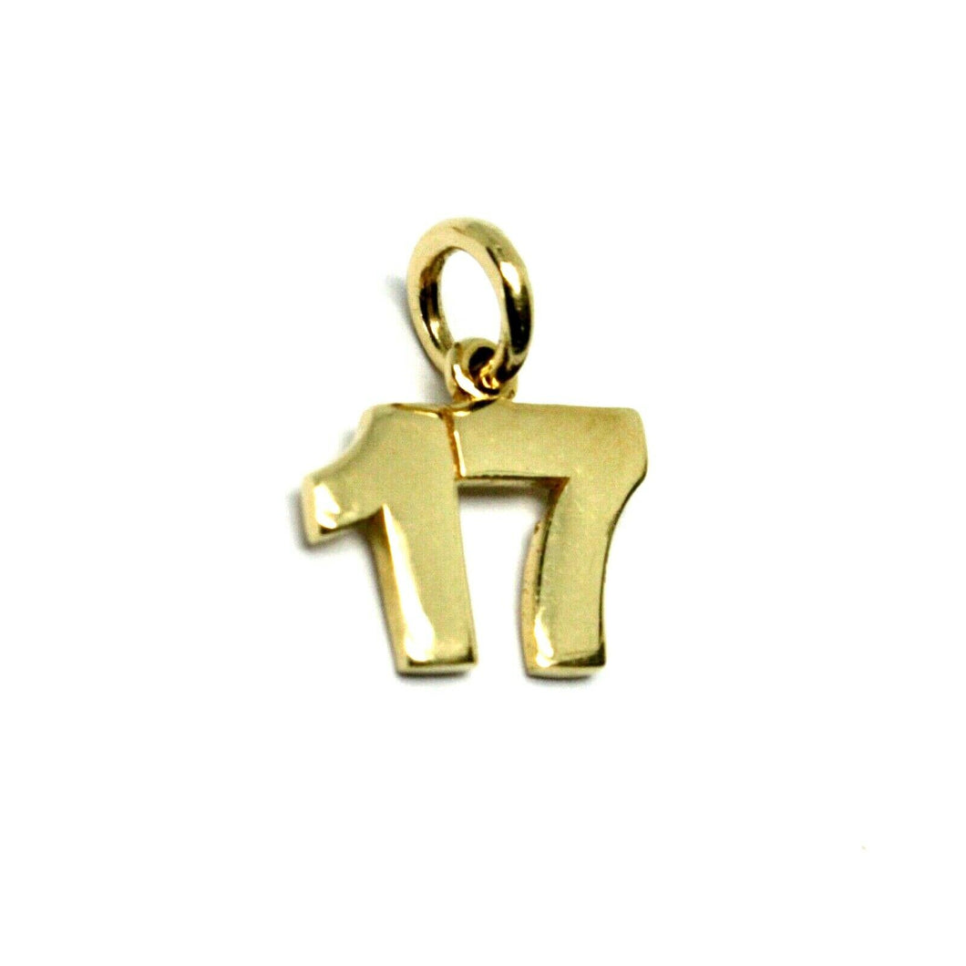18k yellow gold number 17 seventeen small pendant charm, 0.4