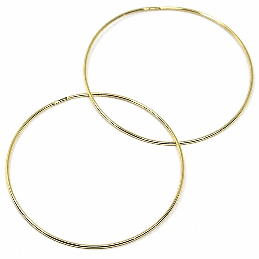 18K YELLOW GOLD ROUND CIRCLE HOOP EARRINGS DIAMETER 50 MM x 1 MM, MADE IN ITALY