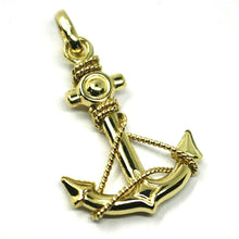 Load image into Gallery viewer, 18K YELLOW GOLD NAUTICAL BIG ANCHOR ROUNDED PENDANT, LENGHT 3 CM, 1.2&quot;
